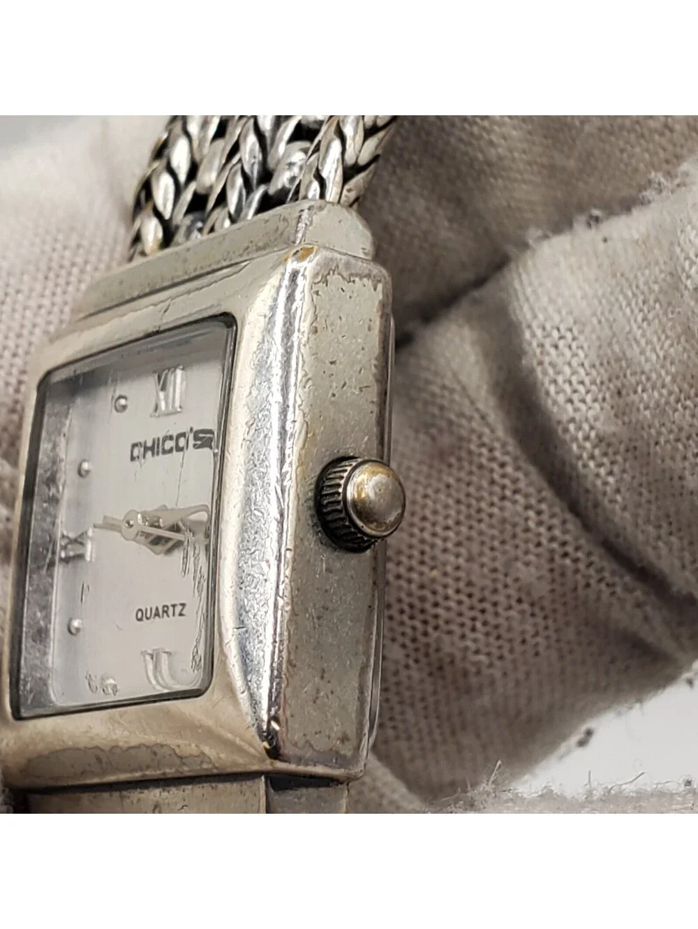 Chico's Quartz Chain Band Womens Watch 21mm Square New Battery